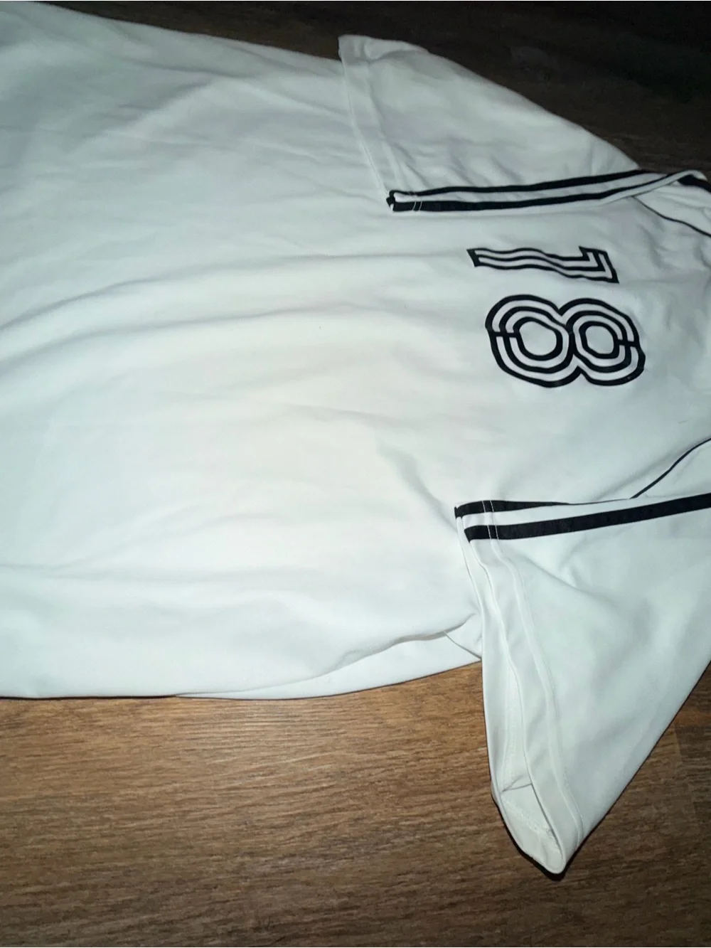 adidas White Short Sleeve Jersey with Black Logo and Accents